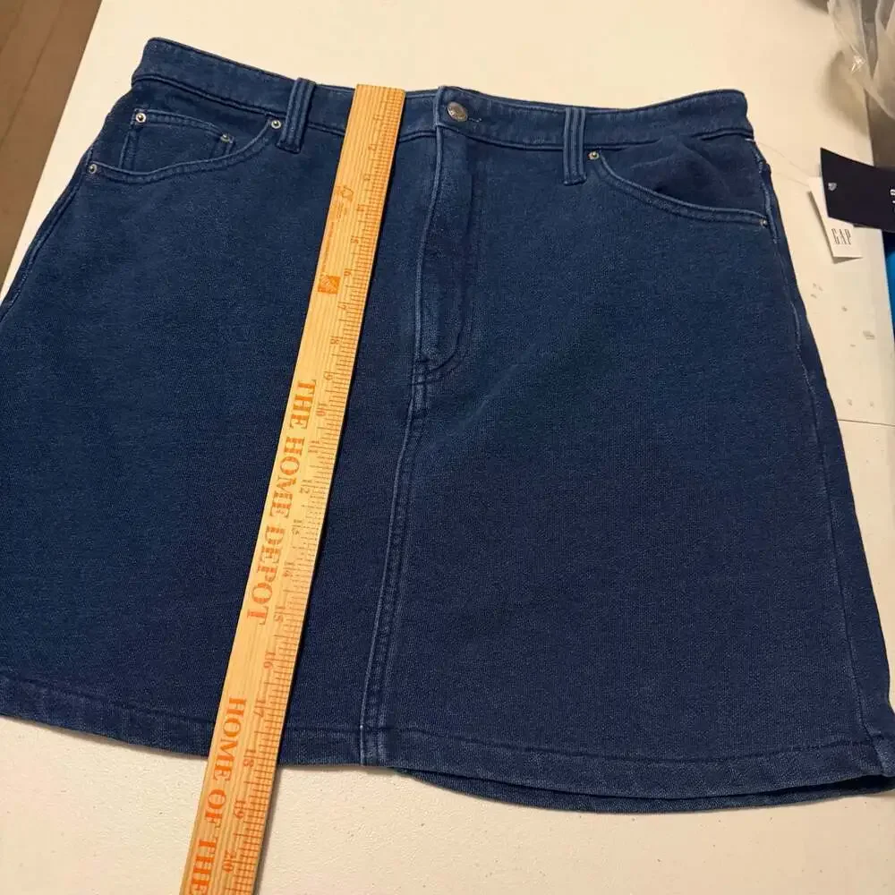 Gap 2025 French Terry Denim Skirt Dark Wash Indigo Large Tall